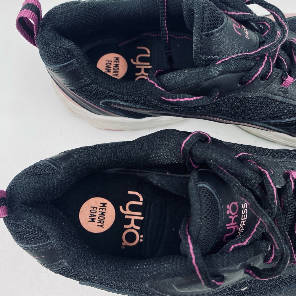 Ryka Impress Memory Foam Comfort Walking Sneakers 8 Black Purple EUC - Picture 4 of 7
